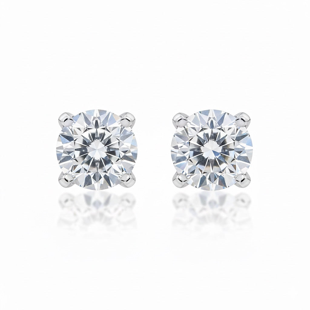 Round Cut Diamond Stud Earrings - 3.00ct