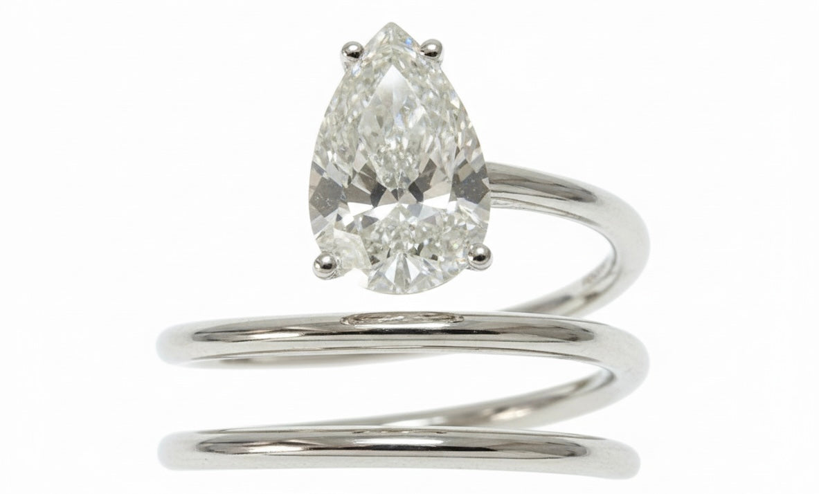 Spiral Pear Diamond Ring - 2.00ct