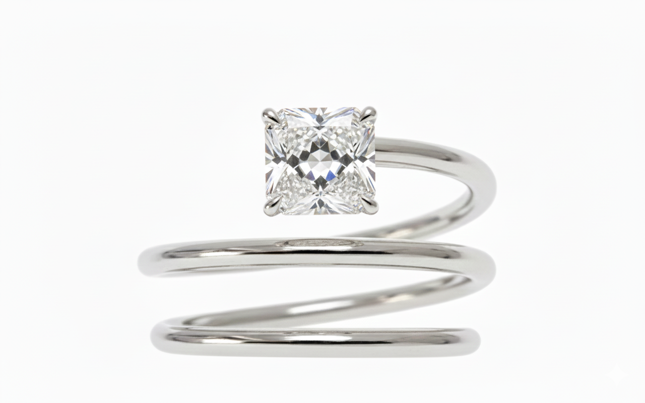 Spiral Princess Diamond Ring - 1.00ct