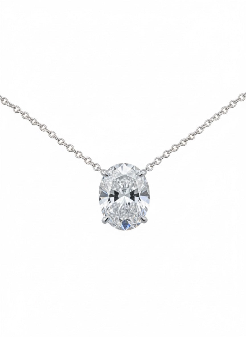 Oval Solitaire Necklace - 1.50ct
