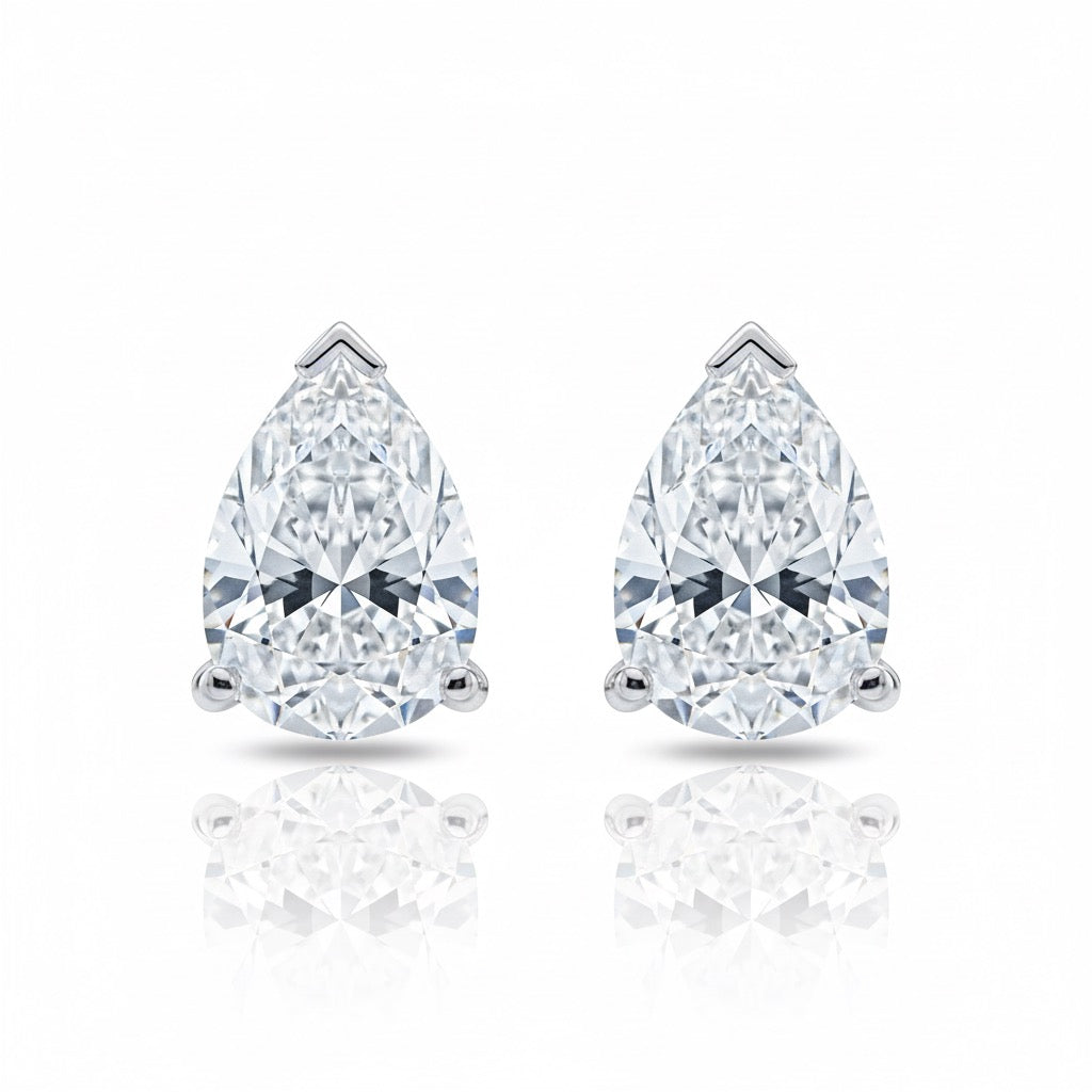 Pear Cut Diamond Stud Earrings - 2.00ct