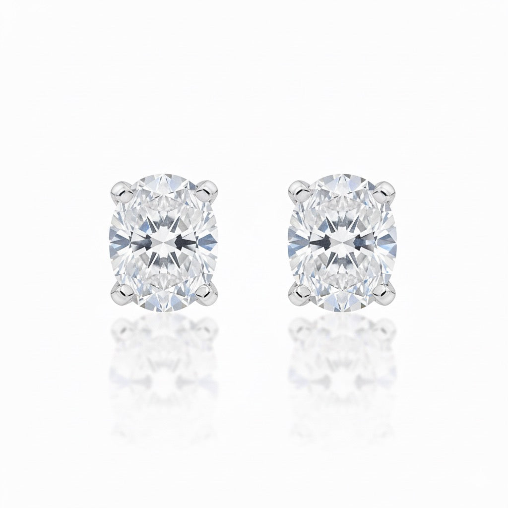Oval Cut Diamond Stud Earrings - 2.00ct