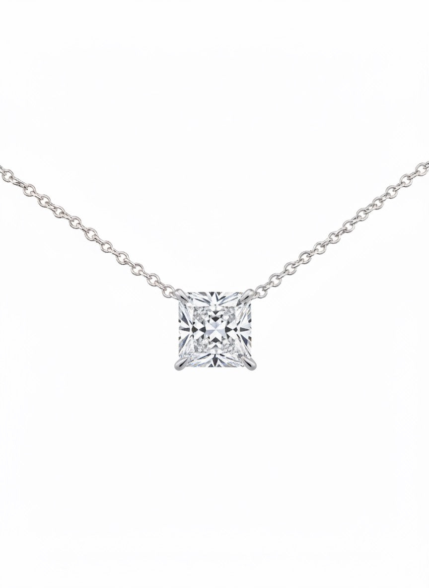 Princess Solitaire Necklace - 1.50ct