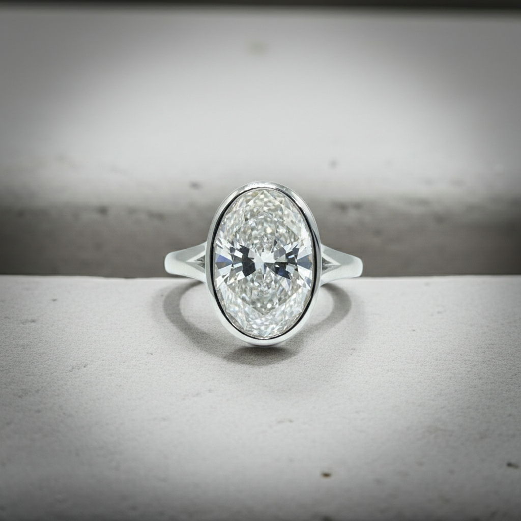 The Oval Bezel Solitaire Engagement Ring - 2.00ct
