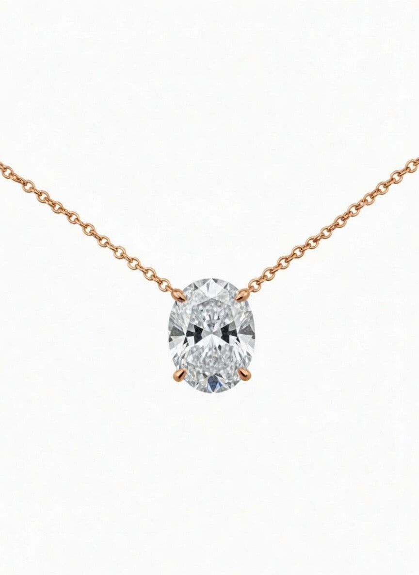 Oval Solitaire Necklace - 1.50ct