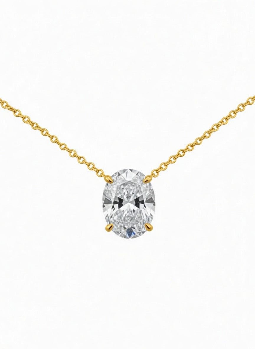 Oval Solitaire Necklace - 1.50ct