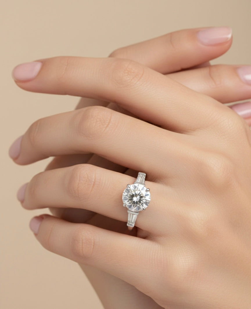 The Round Solitaire Engagement Ring with Tapered Baguettes - 1.95ct