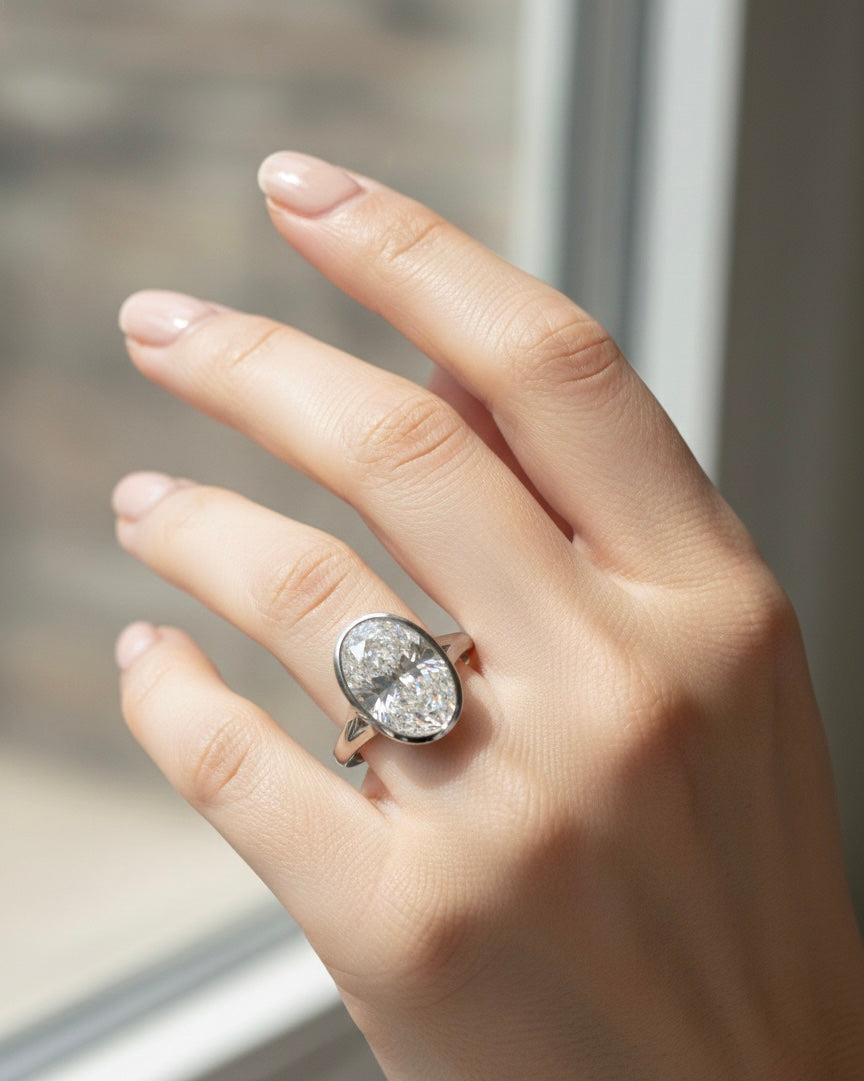 The Oval Bezel Solitaire Engagement Ring - 2.00ct