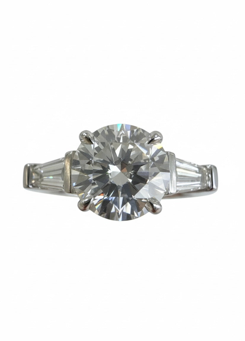 The Round Solitaire Engagement Ring with Tapered Baguettes - 1.95ct