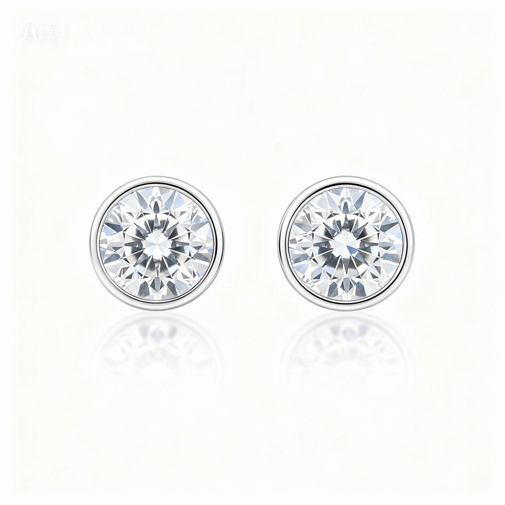 Bezel Round Diamond Earrings - 2.00ct