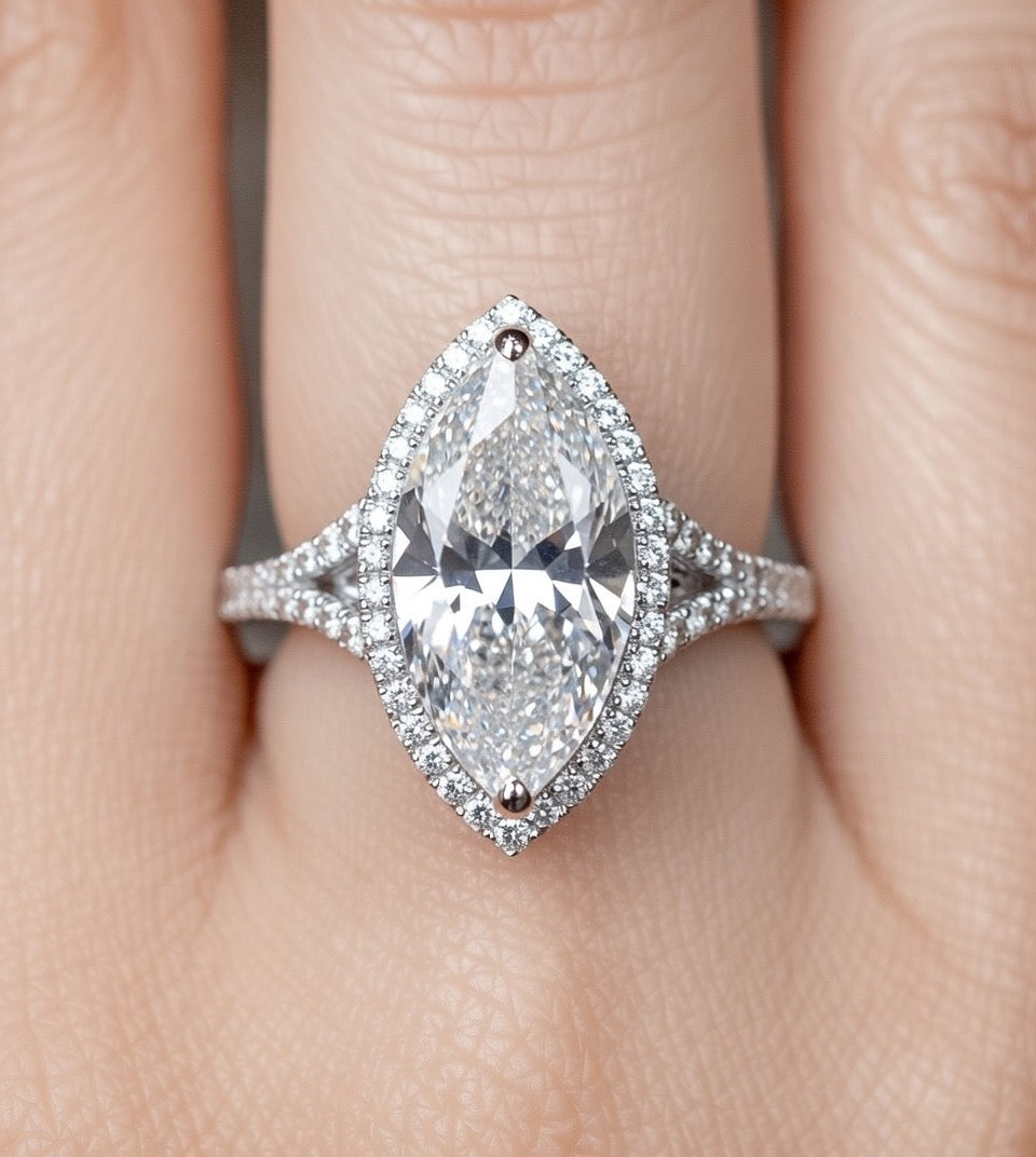 The Marquise Halo Engagement Ring - 3.00ct