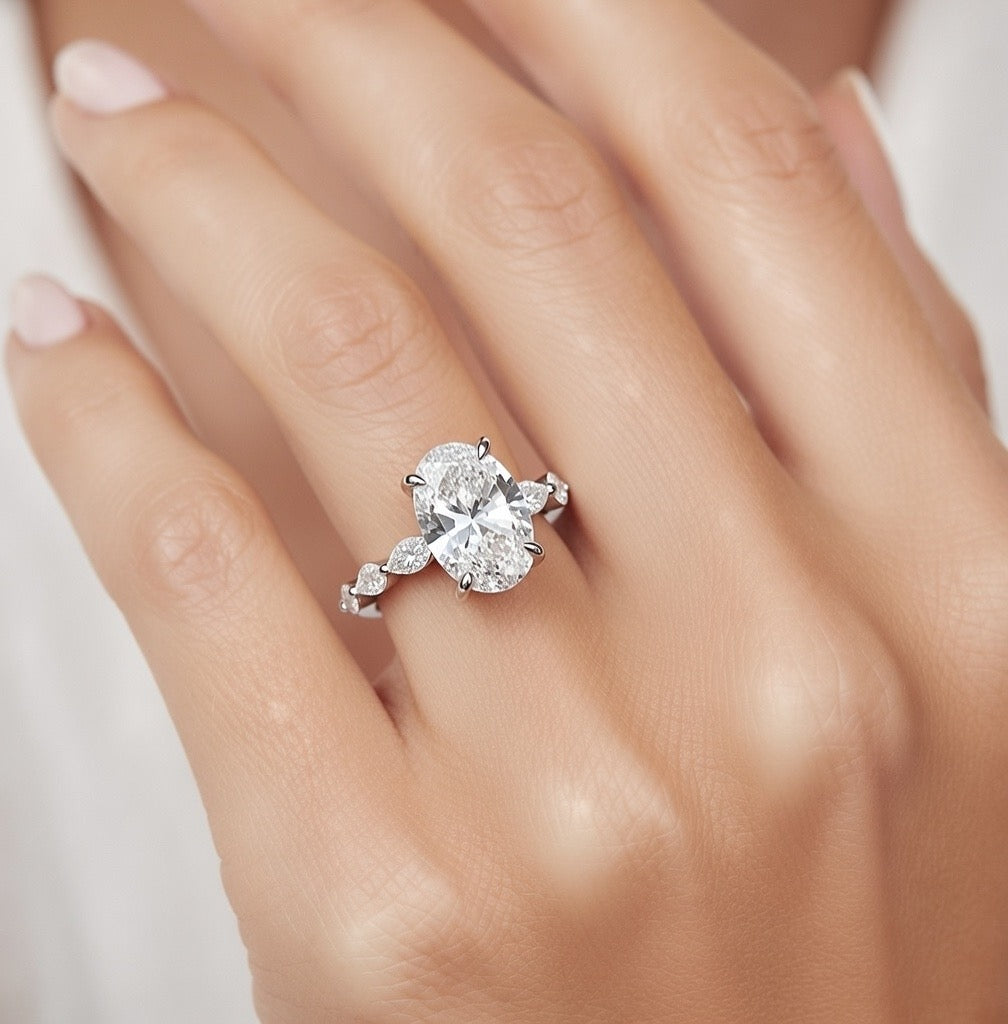 The Oval Hidden Halo Engagement Ring - 3.70ct
