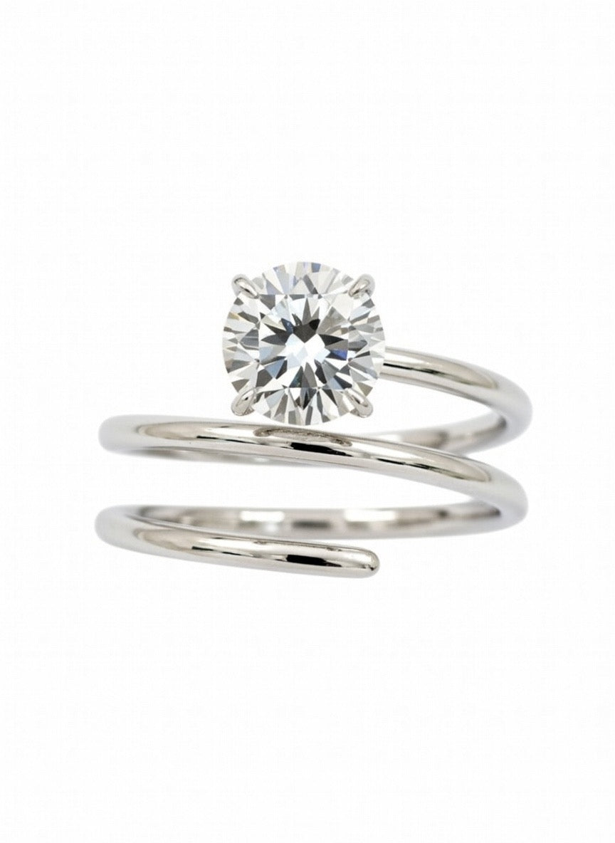 Spiral Round Diamond Ring - 1.00ct