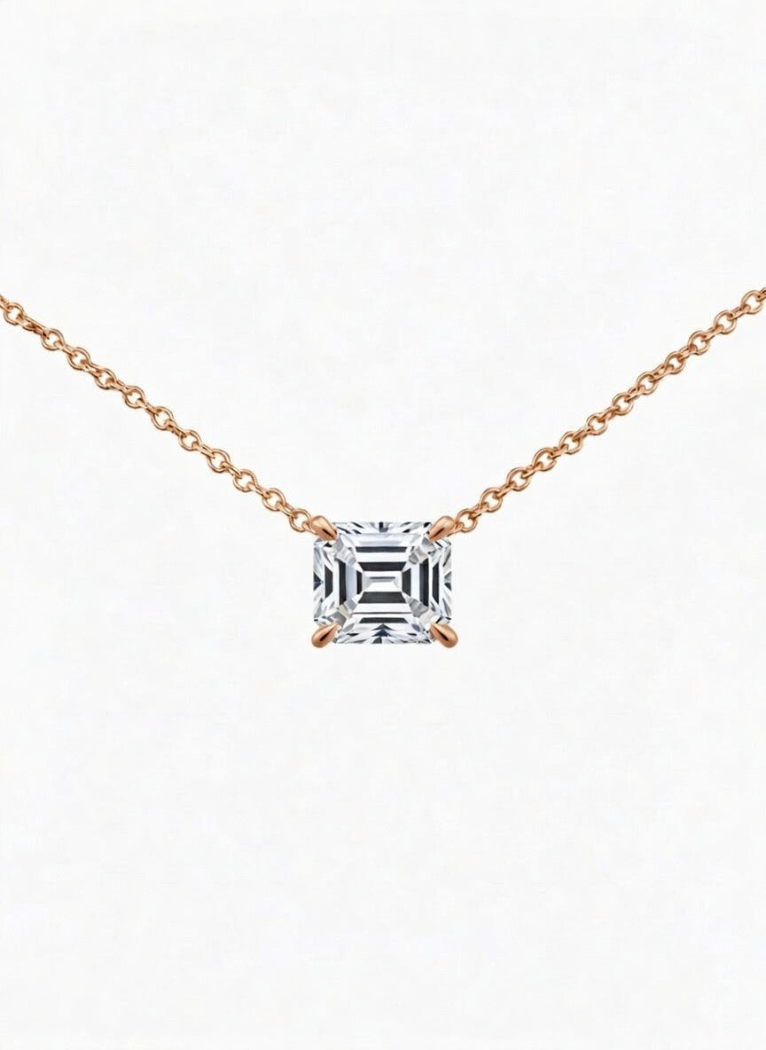 Emerald Solitaire Necklace - 1.50ct