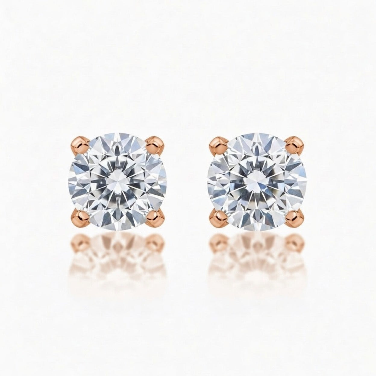 Round Cut Diamond Stud Earrings - 3.00ct