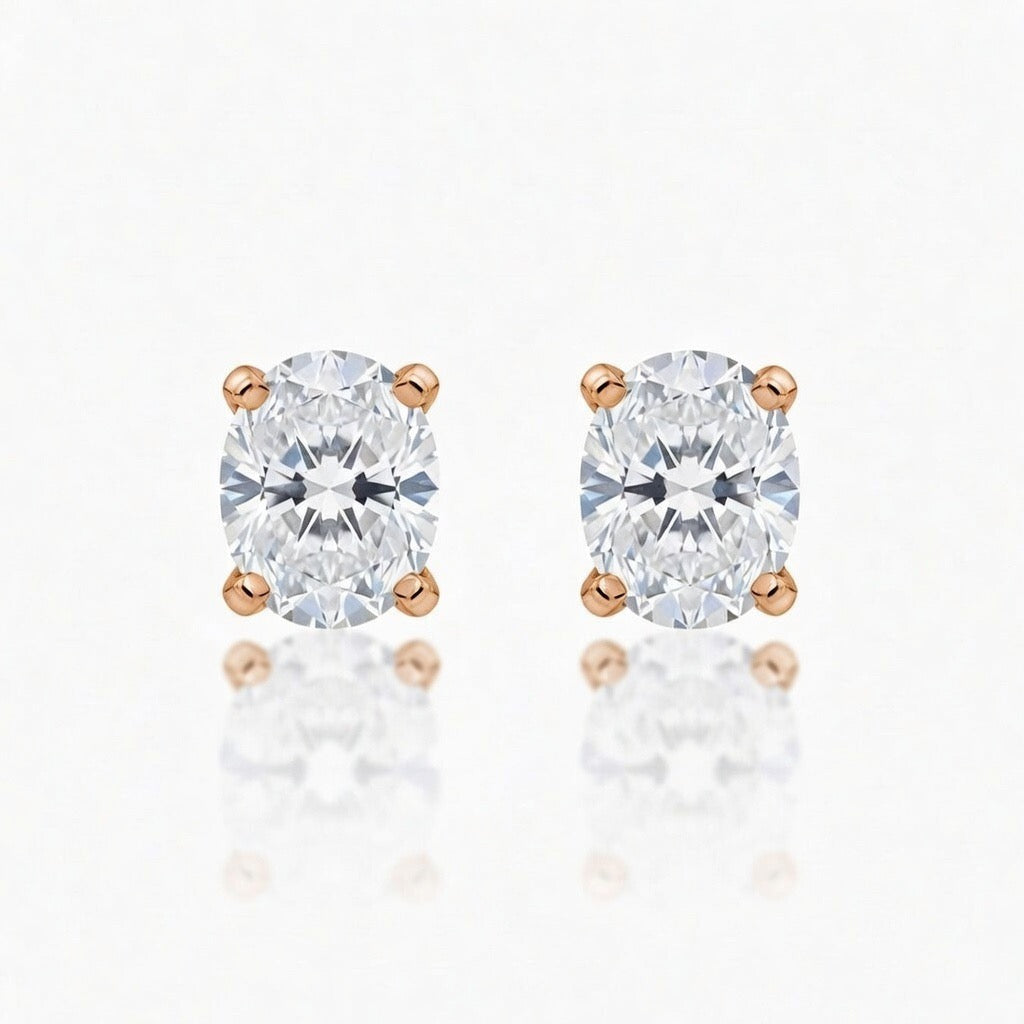 Oval Cut Diamond Stud Earrings - 2.00ct