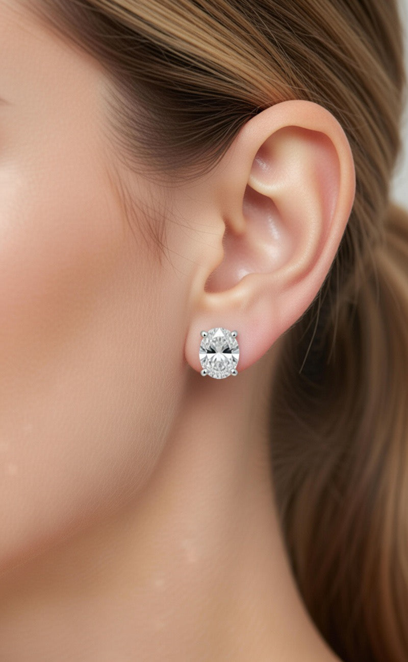 Oval Cut Diamond Stud Earrings - 2.00ct
