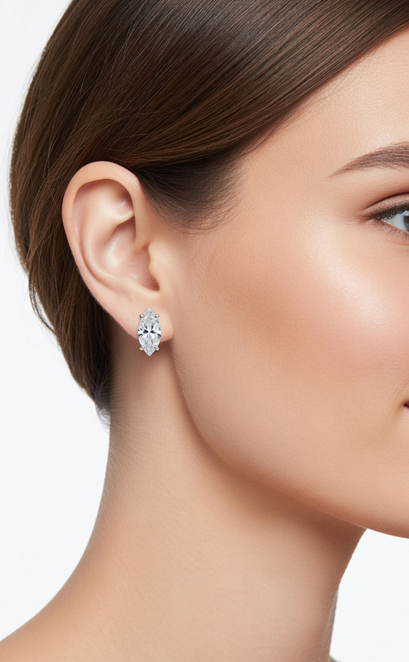 Marquise Cut Diamond Stud Earrings - 2.00ct