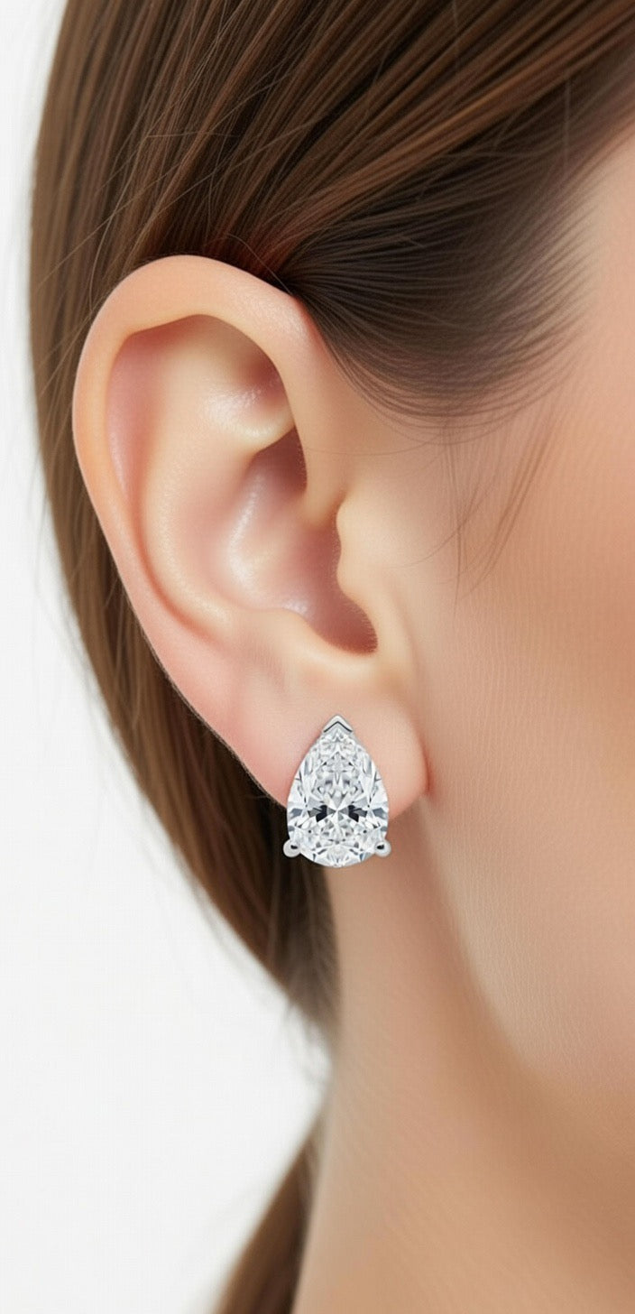 Pear Cut Diamond Stud Earrings - 2.00ct