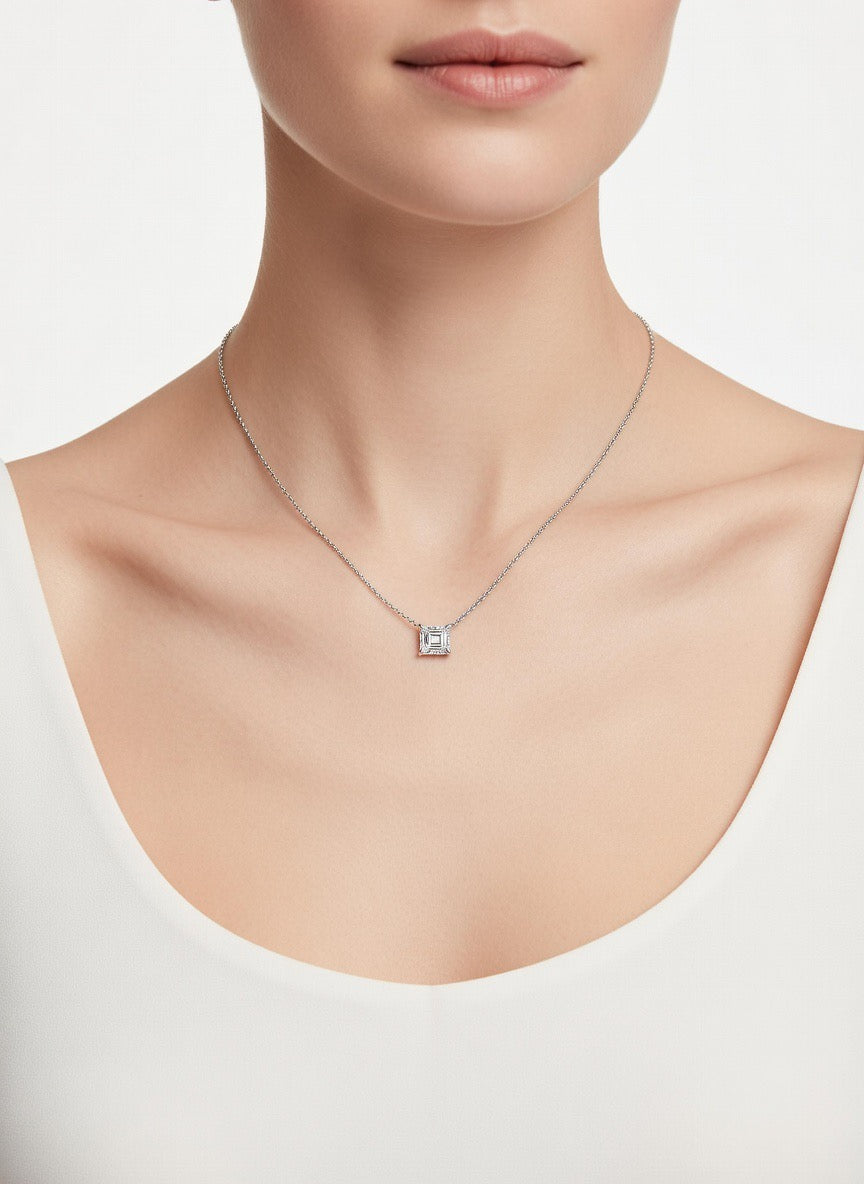 Emerald Solitaire Necklace - 1.50ct