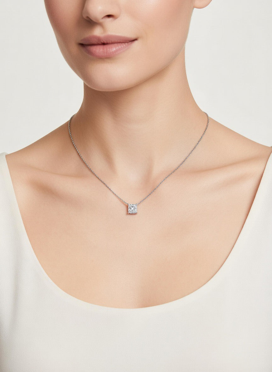Princess Solitaire Necklace - 1.50ct