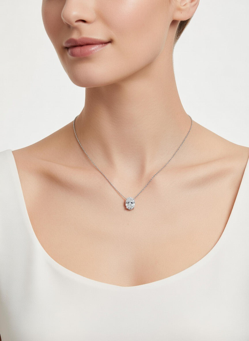 Oval Solitaire Necklace - 1.50ct