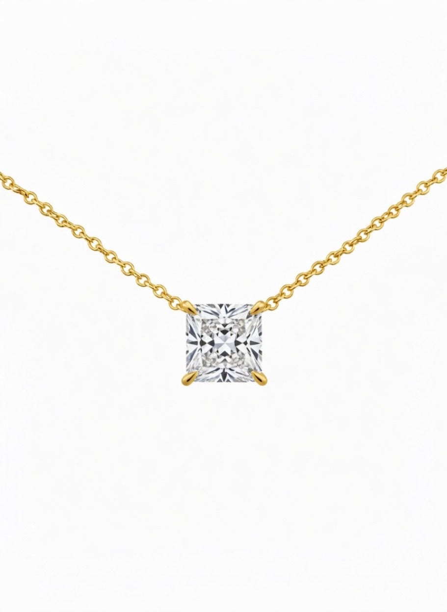 Princess Solitaire Necklace - 1.50ct