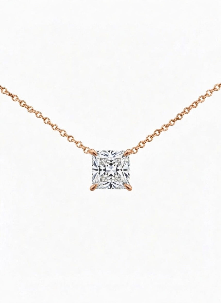 Princess Solitaire Necklace - 1.50ct