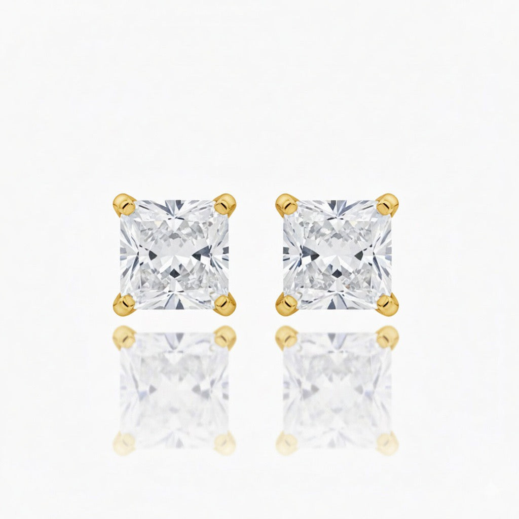 Princess Cut Diamond Stud Earrings - 2.00ct