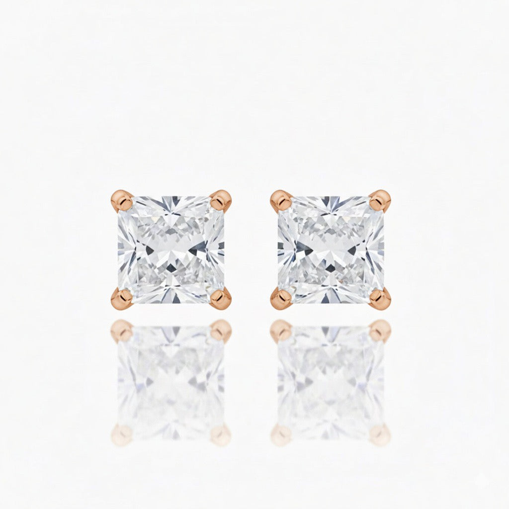Princess Cut Diamond Stud Earrings - 2.00ct