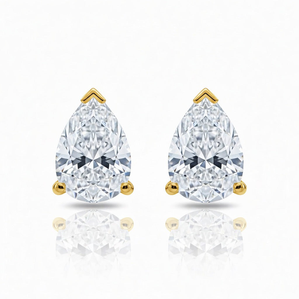 Pear Cut Diamond Stud Earrings - 2.00ct