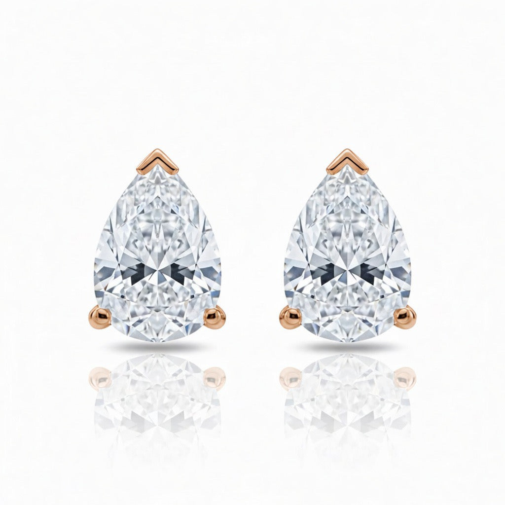 Pear Cut Diamond Stud Earrings - 2.00ct