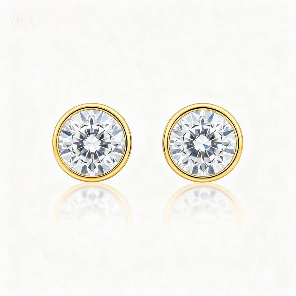 Bezel Round Diamond Earrings - 2.00ct