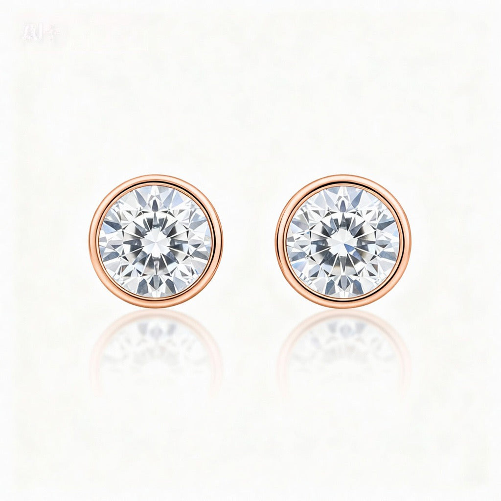 Bezel Round Diamond Earrings - 2.00ct
