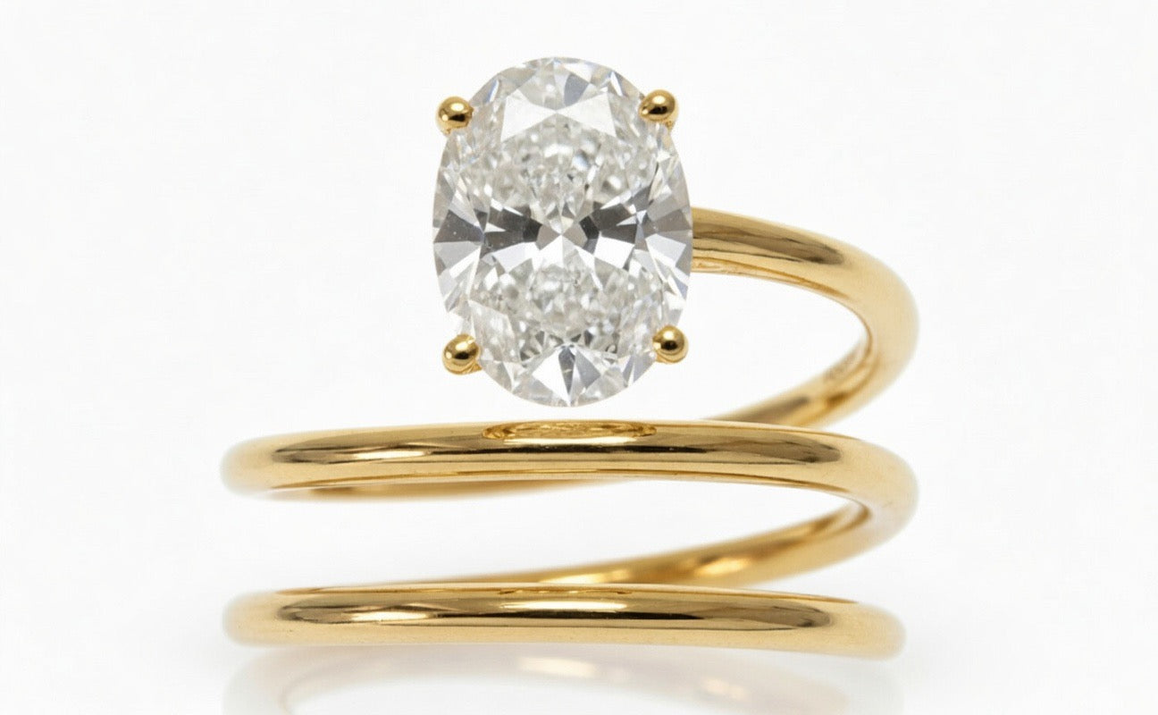 Spiral Oval Diamond Ring - 2.00ct