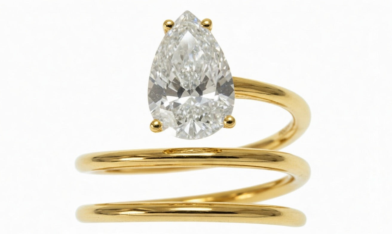 Spiral Pear Diamond Ring - 2.00ct