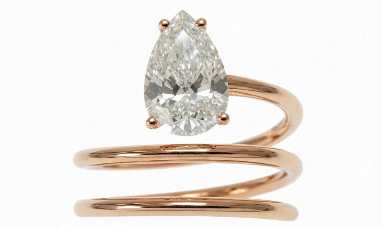 Spiral Pear Diamond Ring - 2.00ct