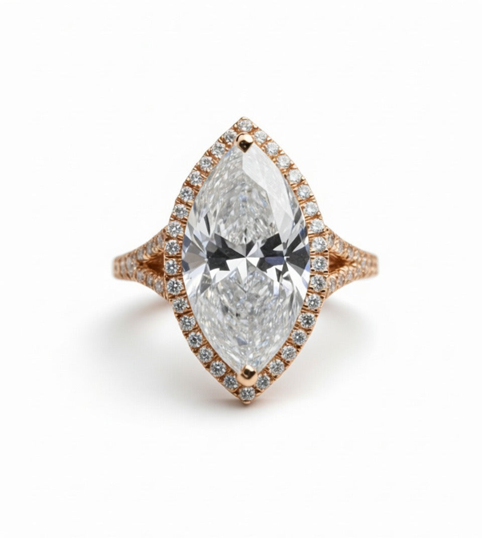 The Marquise Halo Engagement Ring - 3.00ct