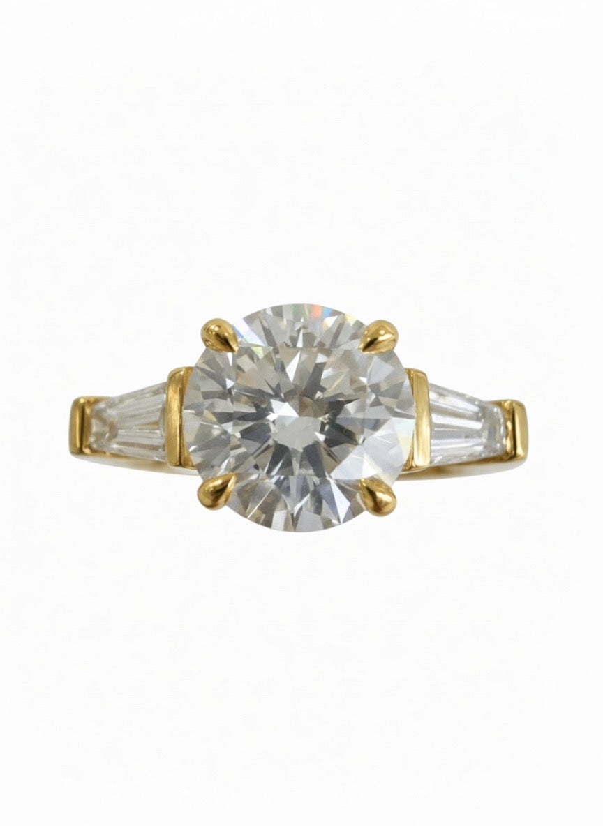 The Round Solitaire Engagement Ring with Tapered Baguettes - 1.95ct