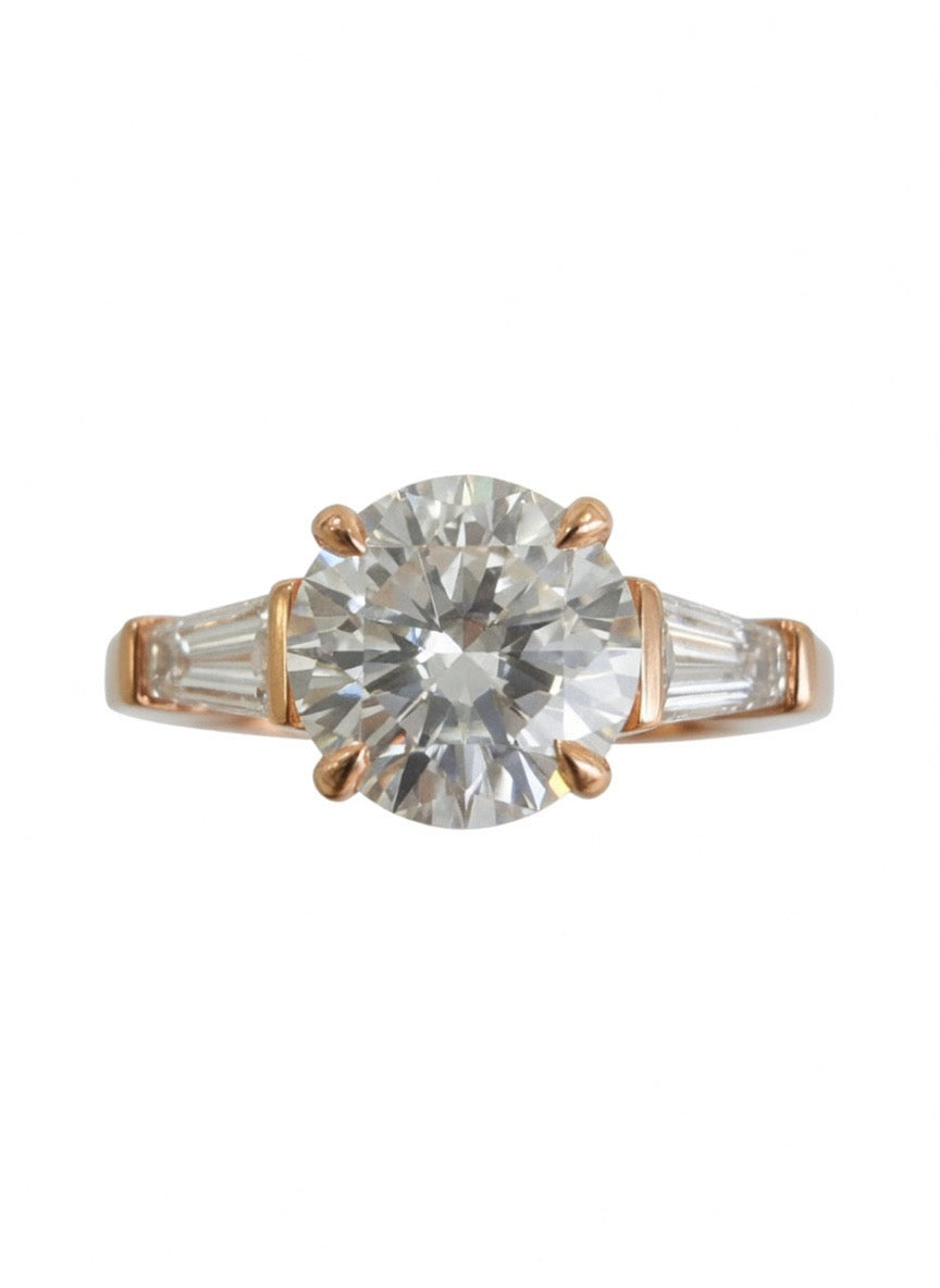 The Round Solitaire Engagement Ring with Tapered Baguettes - 1.95ct