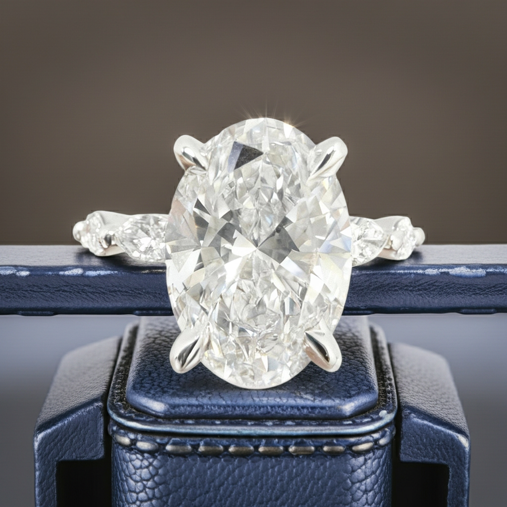 The Oval Hidden Halo Engagement Ring - 3.70ct