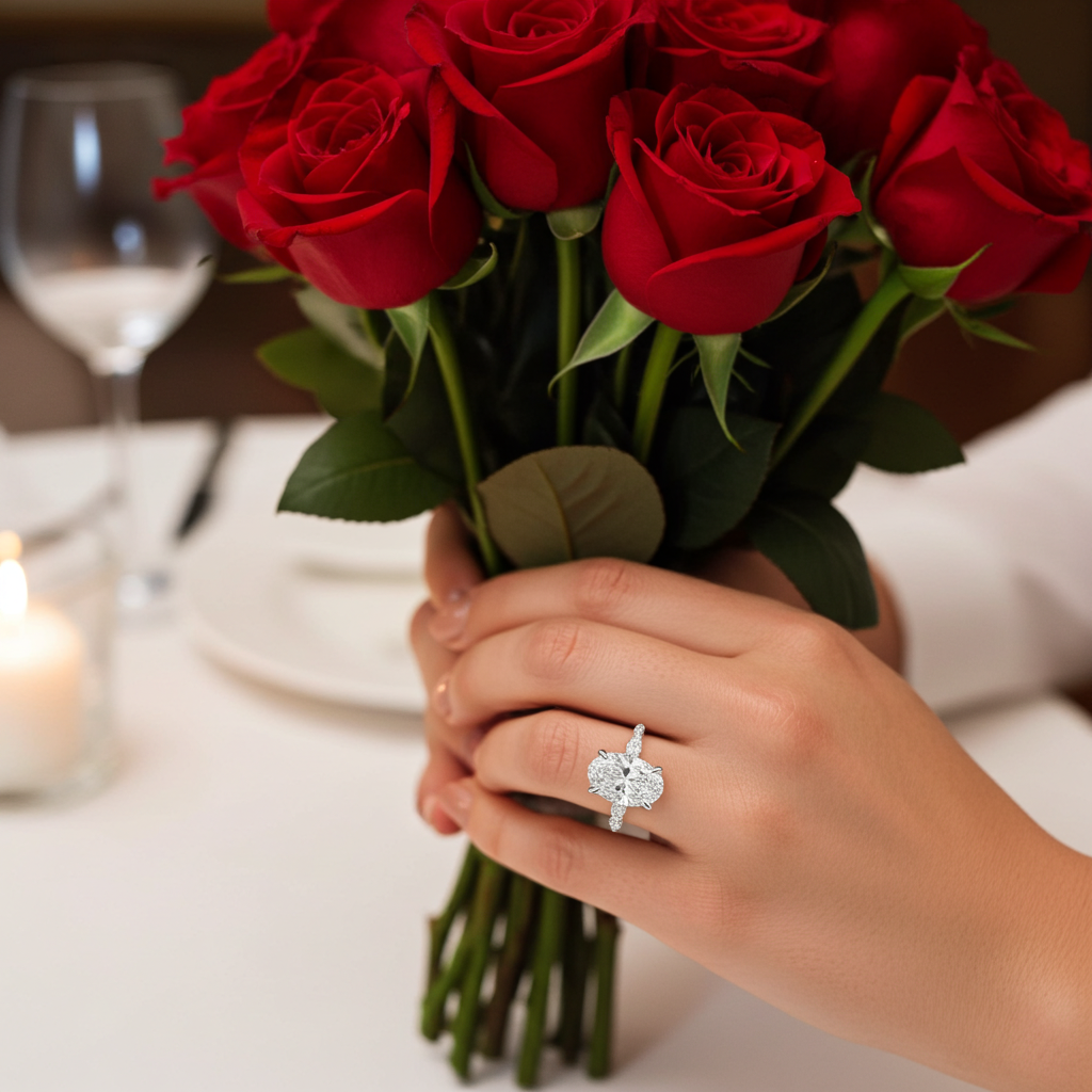 The Oval Hidden Halo Engagement Ring - 3.70ct
