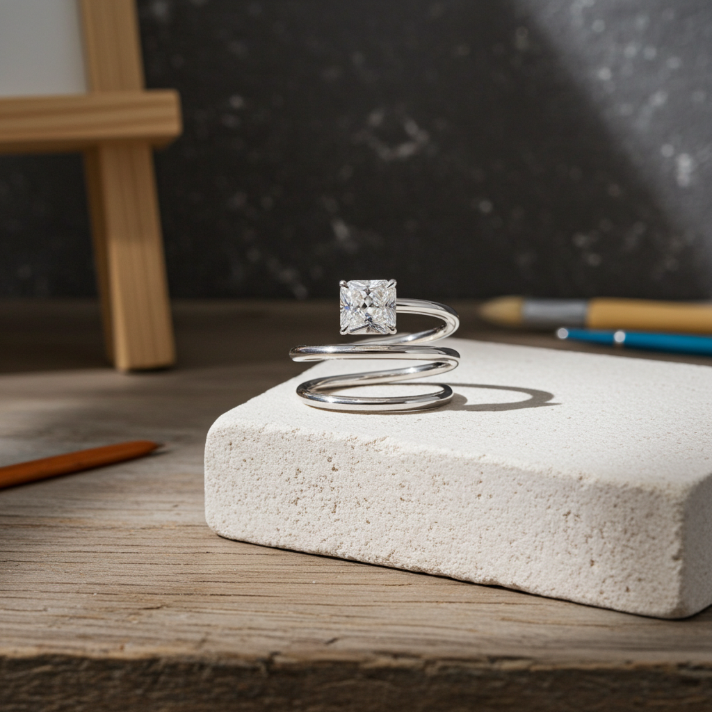 Spiral Princess Diamond Ring - 1.00ct