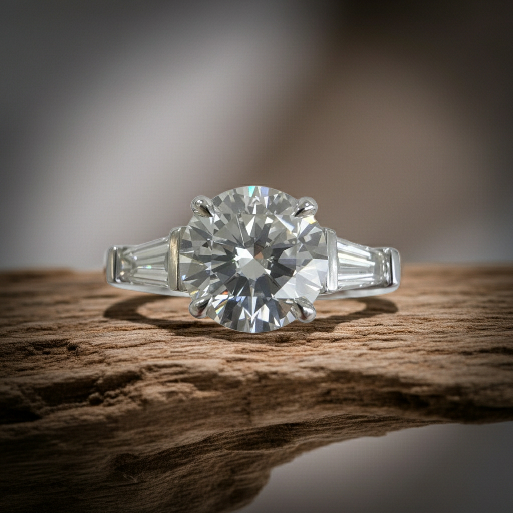 The Round Solitaire Engagement Ring with Tapered Baguettes - 1.95ct