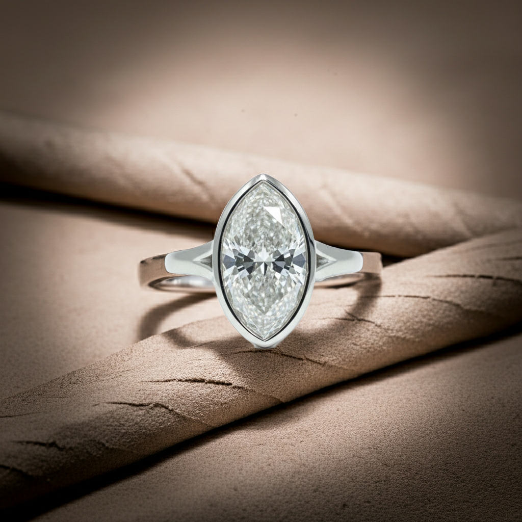 The Marquise Bezel Solitaire Engagement Ring - 2.00ct
