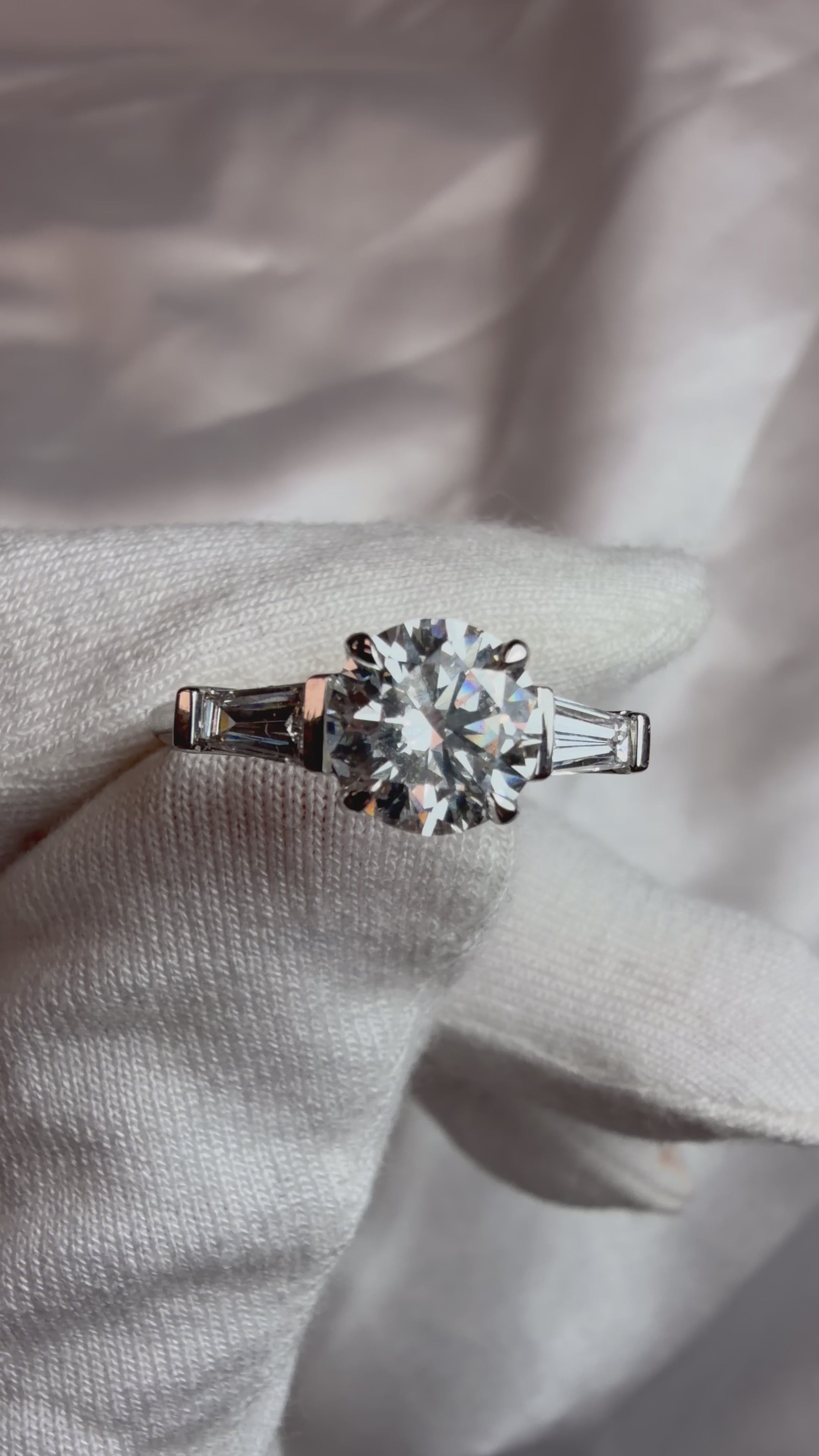 The Round Solitaire Engagement Ring with Tapered Baguettes - 1.95ct