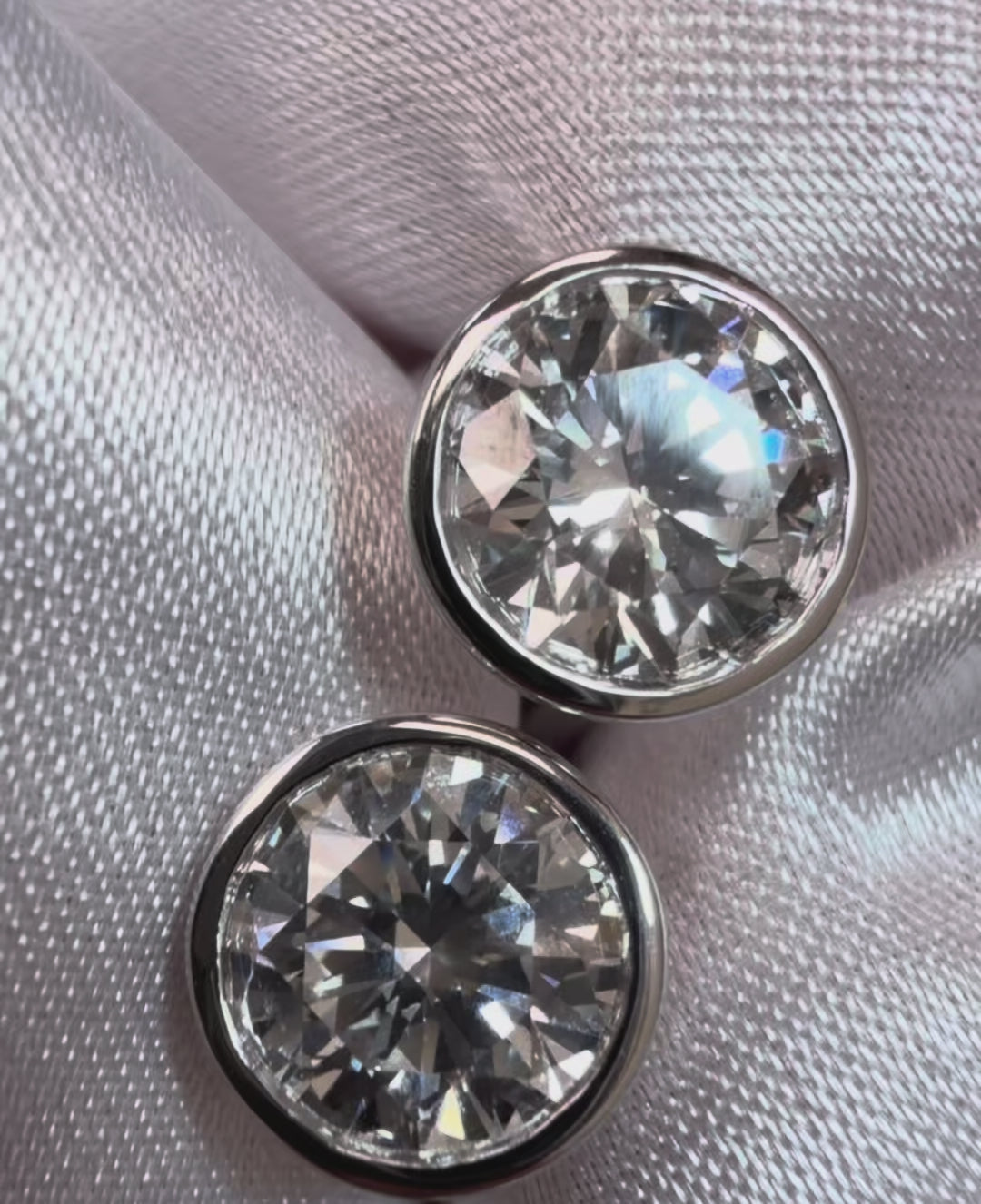 Bezel Round Diamond Earrings - 2.00ct