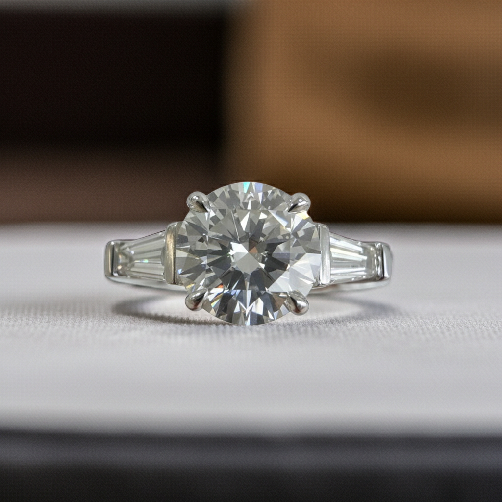 The Round Solitaire Engagement Ring with Tapered Baguettes - 1.95ct